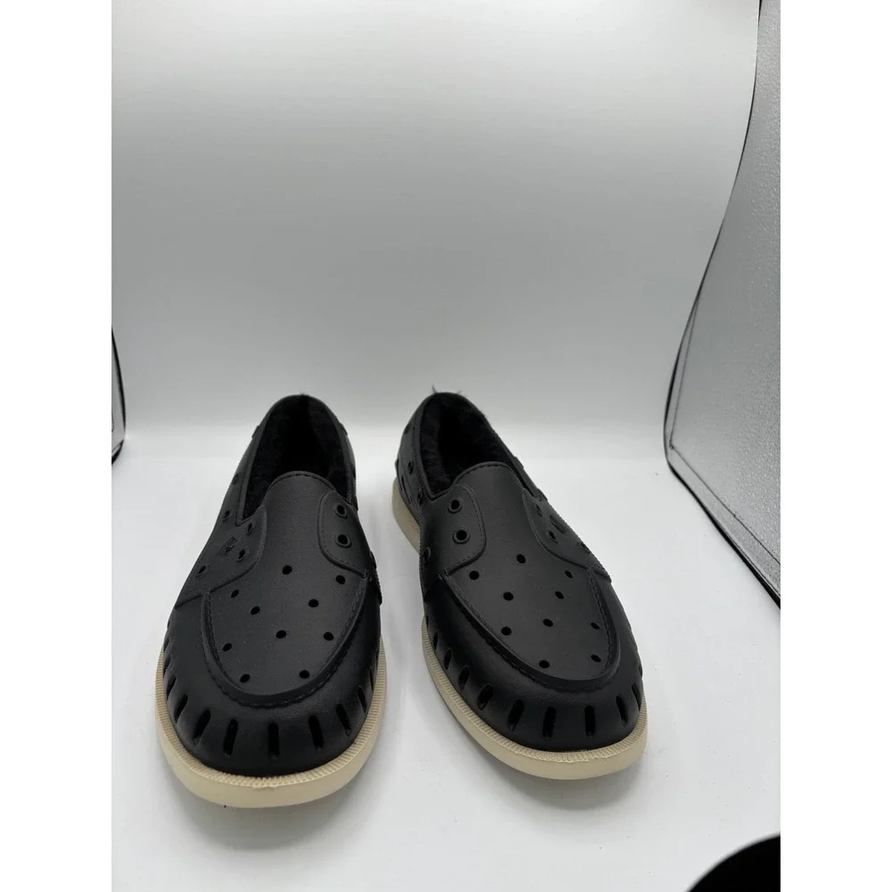 Sperry Float Boat Shoes Faux Fur Lined Mens 11 Black EVA Loafers STS23884